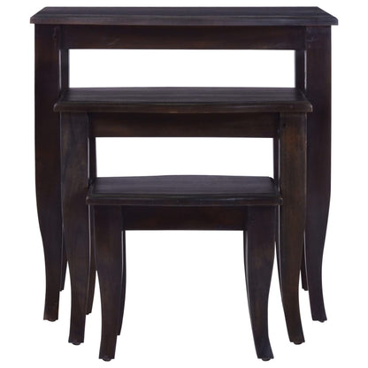 Nesting Side Tables 3 Pcs Light Black Solid Wood Mahogany