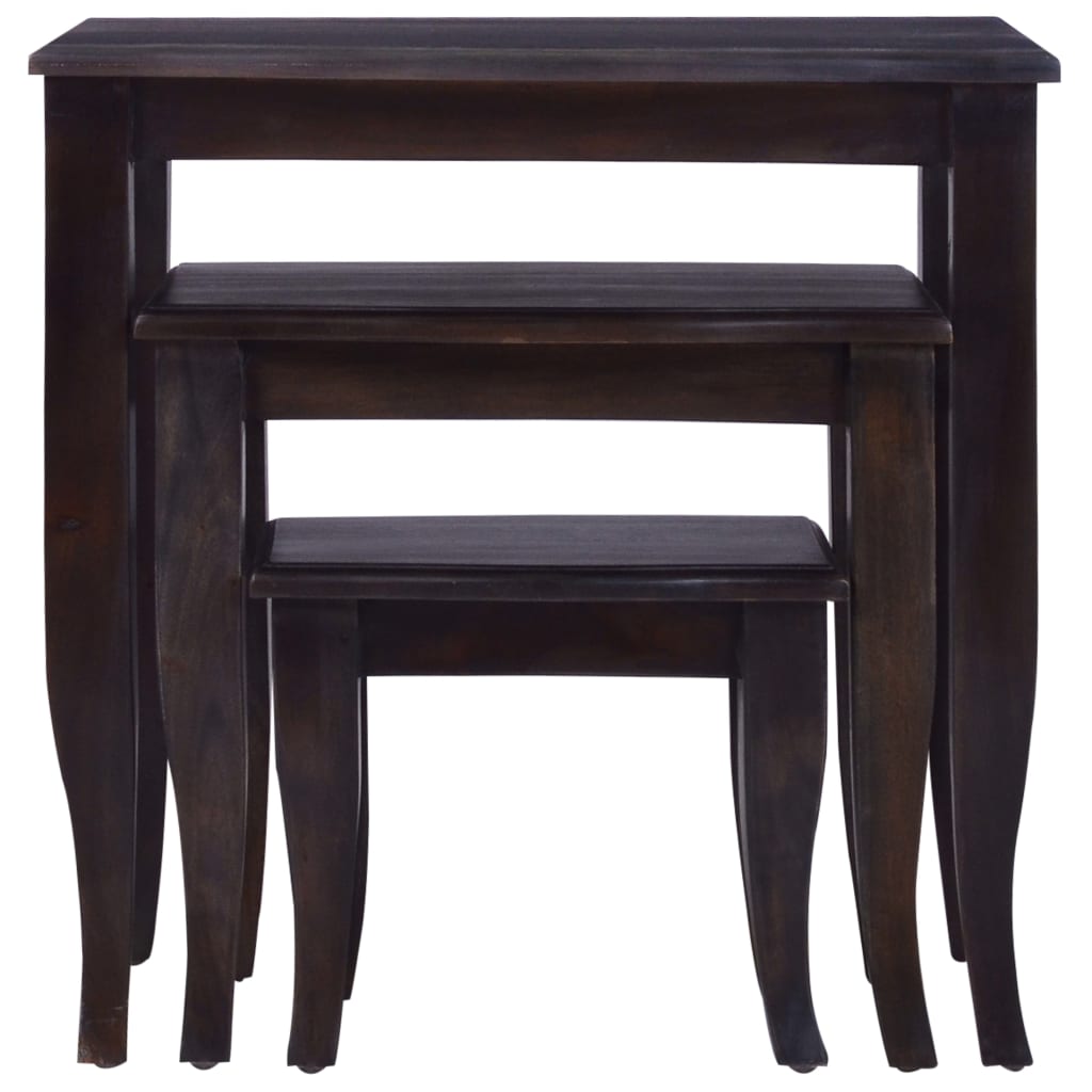 Nesting Side Tables 3 Pcs Light Black Solid Wood Mahogany