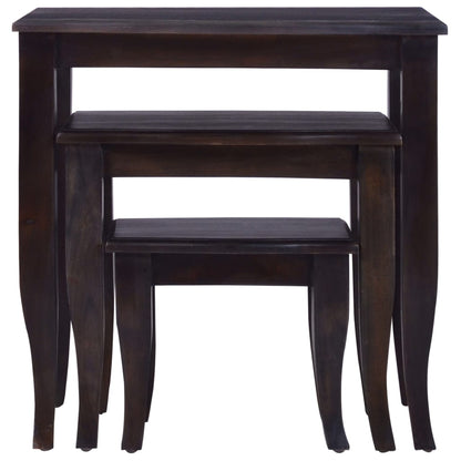 Nesting Side Tables 3 Pcs Light Black Solid Wood Mahogany