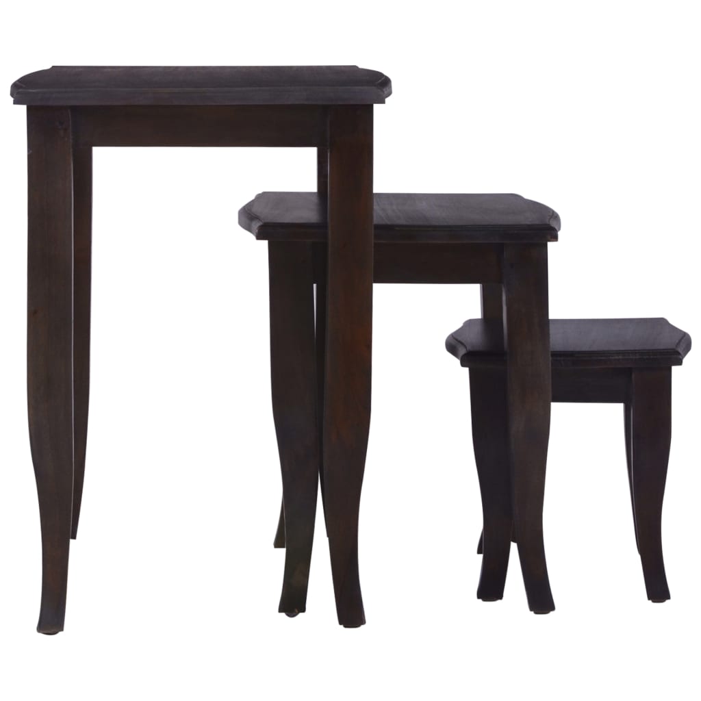 Nesting Side Tables 3 Pcs Light Black Solid Wood Mahogany