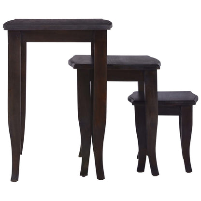 Nesting Side Tables 3 Pcs Light Black Solid Wood Mahogany