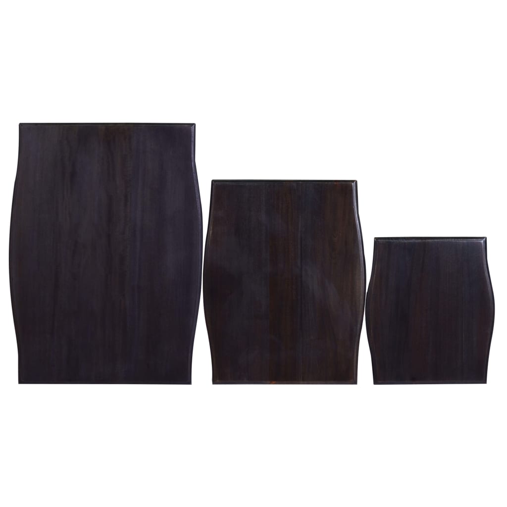 Nesting Side Tables 3 Pcs Light Black Solid Wood Mahogany