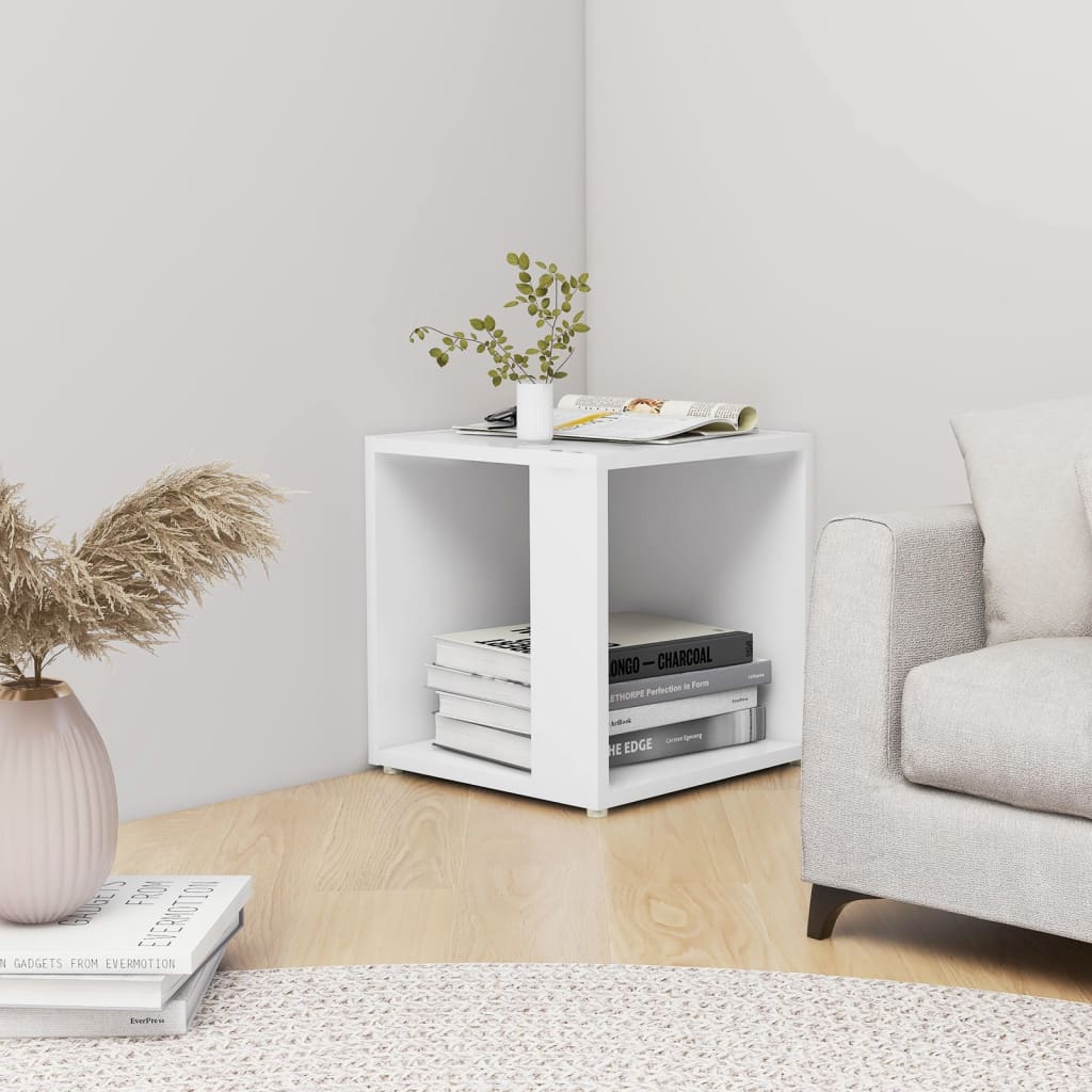 Side Table White 33X33X34.5 Cm Engineered Wood