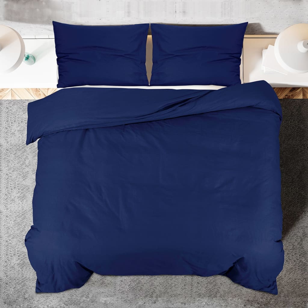 Duvet Cover Set Navy Blue 260X240 Cm Light-Weight Microfiber