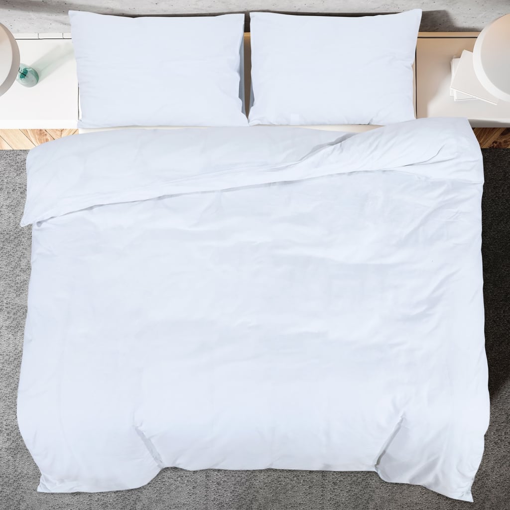 Duvet Cover Set White 220X240 Cm Light-Weight Microfiber