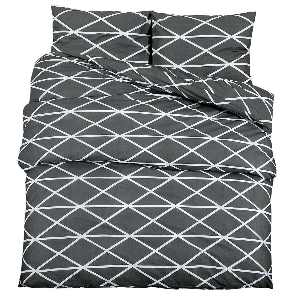 Duvet Cover Set Grey 140X200 Cm Cotton