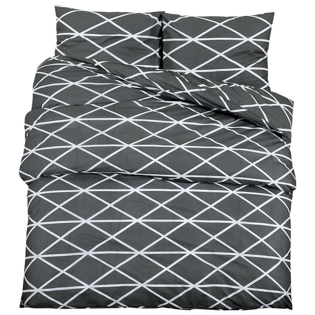 Duvet Cover Set Grey 225X220 Cm Cotton