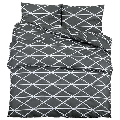 Duvet Cover Set Grey 225X220 Cm Cotton