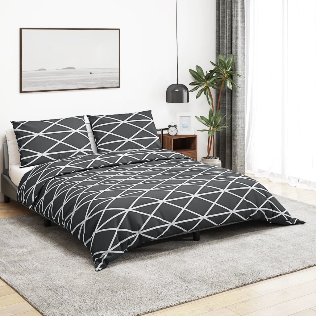 Duvet Cover Set Grey 225X220 Cm Cotton