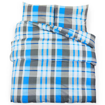 Duvet Cover Set Blue And Grey 135X200 Cm Cotton