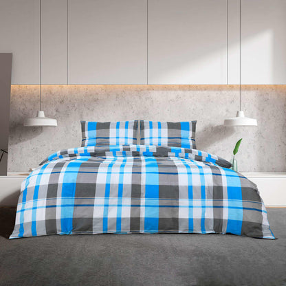 Duvet Cover Set Blue And Grey 135X200 Cm Cotton