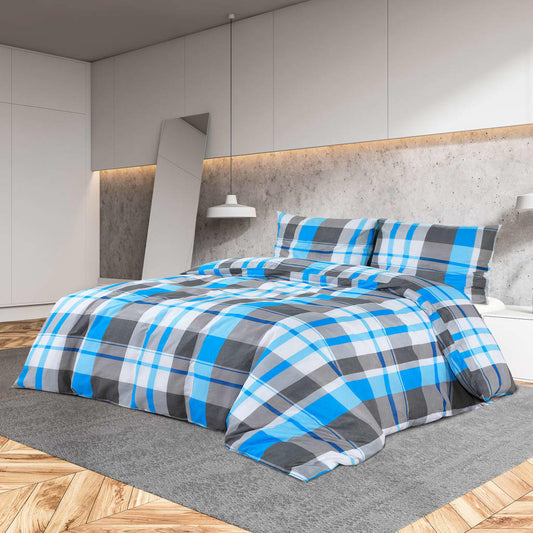 Duvet Cover Set Blue And Grey 135X200 Cm Cotton