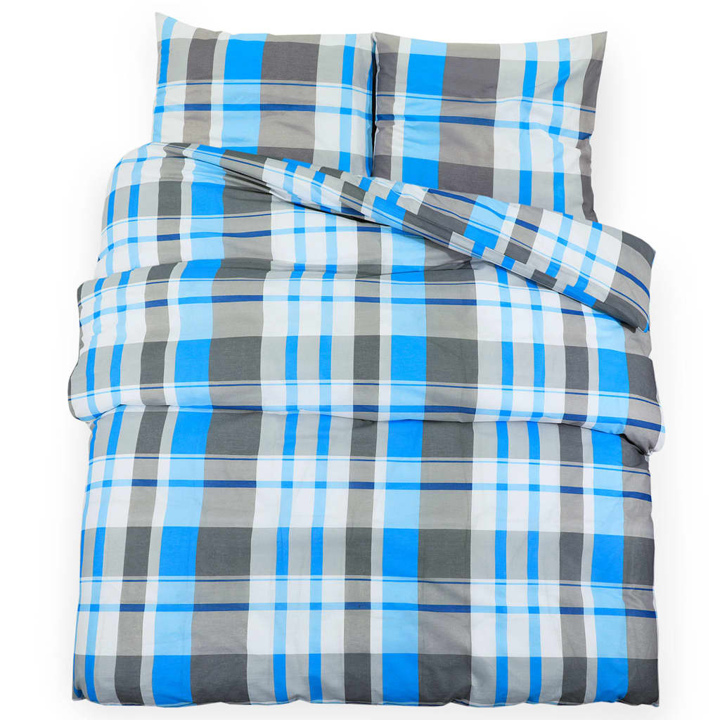 Duvet Cover Set Blue And Grey 225X220 Cm Cotton