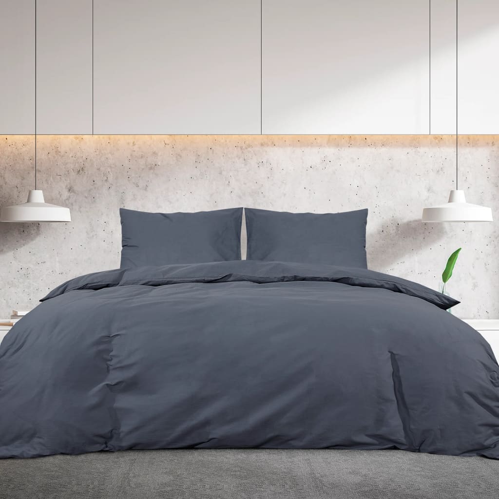 Duvet Cover Set Anthracite 200X200 Cm Cotton