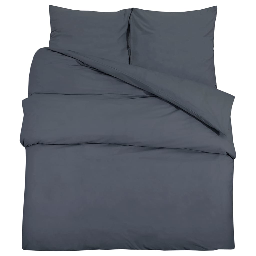 Duvet Cover Set Anthracite 220X240 Cm Cotton