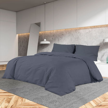 Duvet Cover Set Anthracite 220X240 Cm Cotton