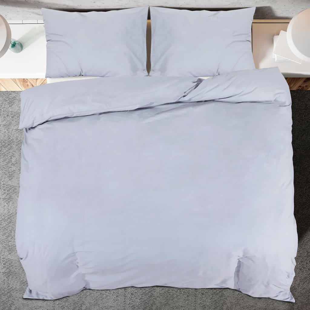 Duvet Cover Set Grey 200X200 Cm Cotton