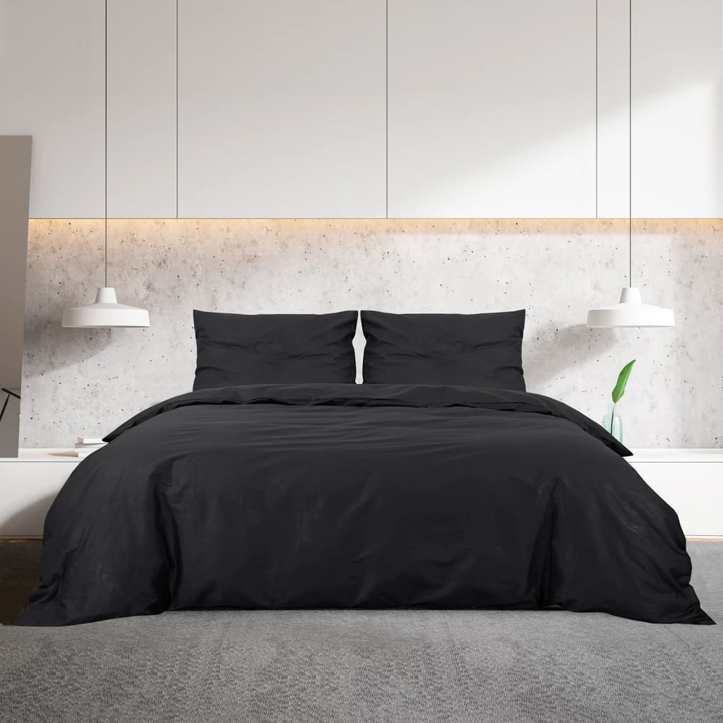 Duvet Cover Set Black 140X200 Cm Cotton