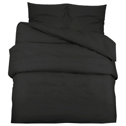 Duvet Cover Set Black 240X220 Cm Cotton