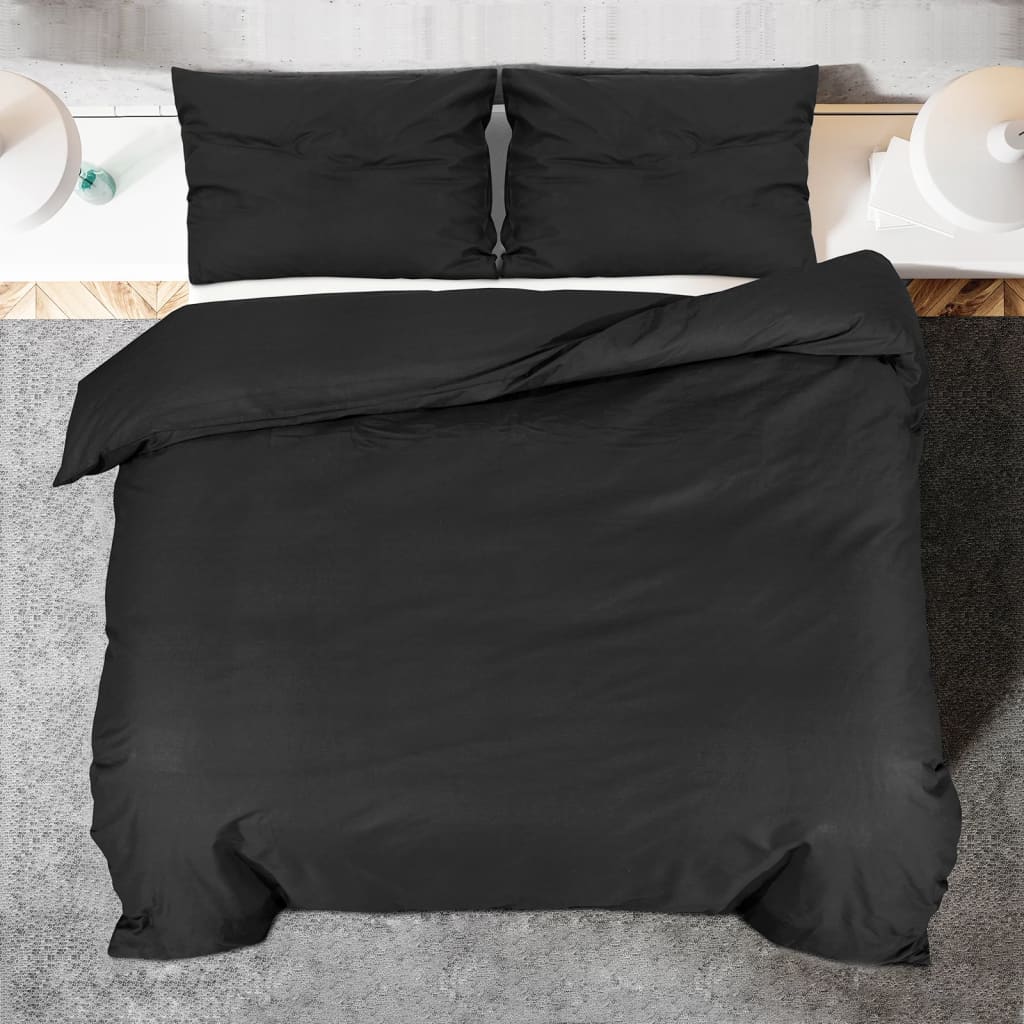 Duvet Cover Set Black 220X240 Cm Cotton