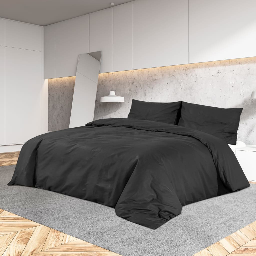 Duvet Cover Set Black 220X240 Cm Cotton