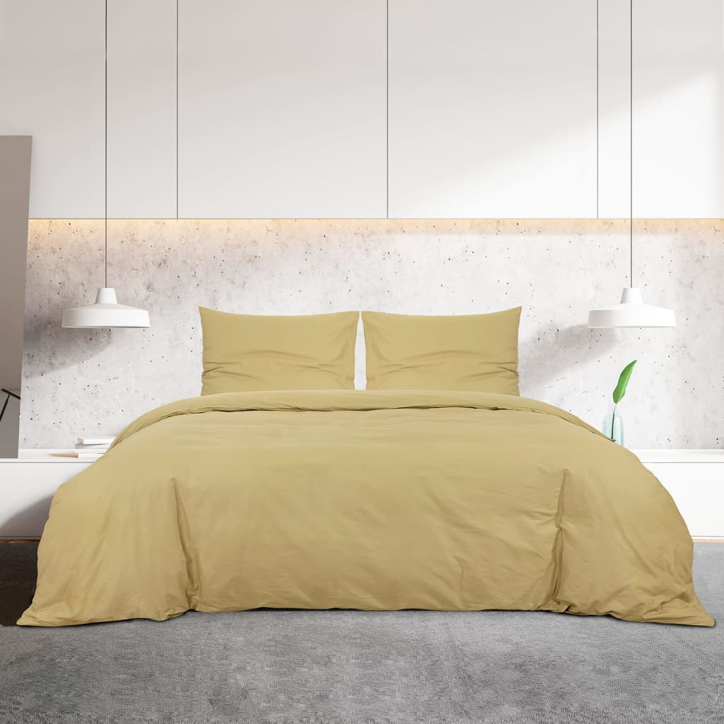 Duvet Cover Set Taupe 140X200 Cm Cotton