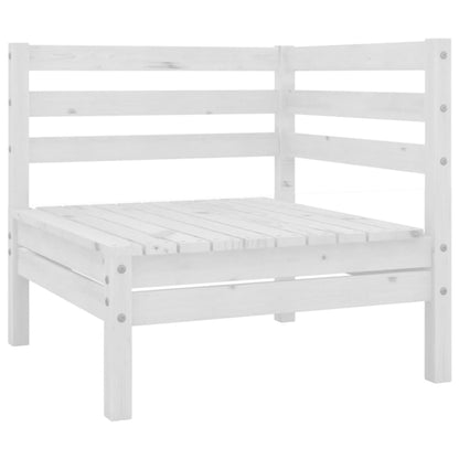 Garden Corner Sofa White Solid Wood Pine