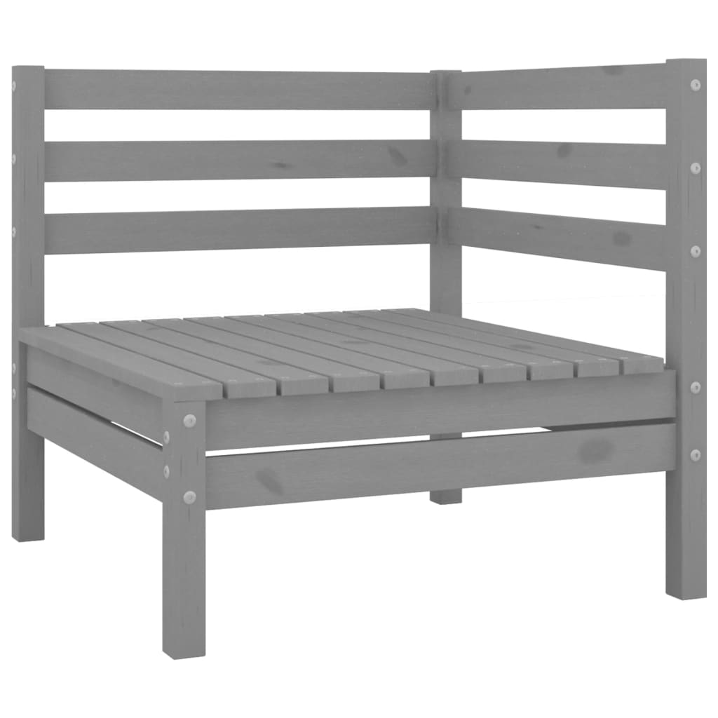 Garden Corner Sofa Grey Solid Wood Pine