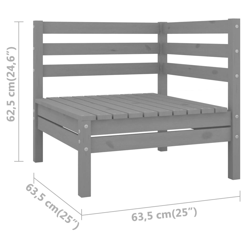 Garden Corner Sofa Grey Solid Wood Pine