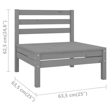 Garden Middle Sofa Grey Solid Wood Pine