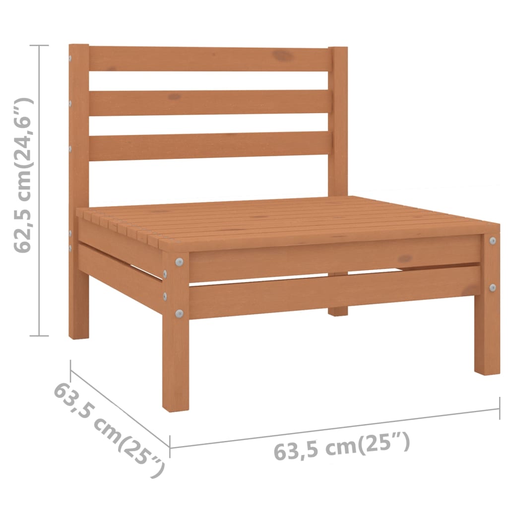 Garden Middle Sofa Honey Brown Solid Wood Pine