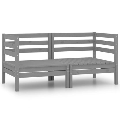 Garden Corner Sofas 2 Pcs Grey Solid Pinewood