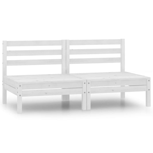 Garden Middle Sofas 2 Pcs White Solid Pinewood