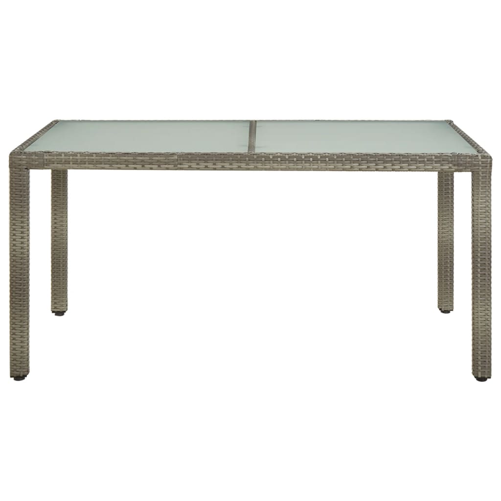 Garden Table 150X90X75 Cm Tempered Glass And Poly Rattan Grey