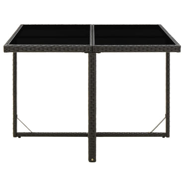 Garden Table Black 109X107X74 Cm Poly Rattan And Glass