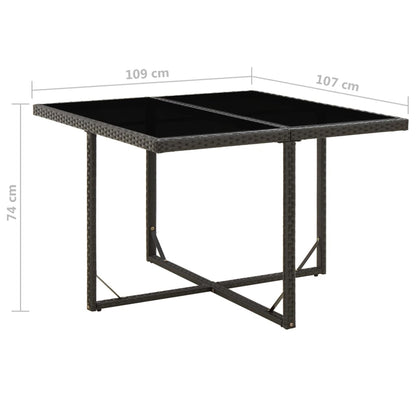 Garden Table Black 109X107X74 Cm Poly Rattan And Glass