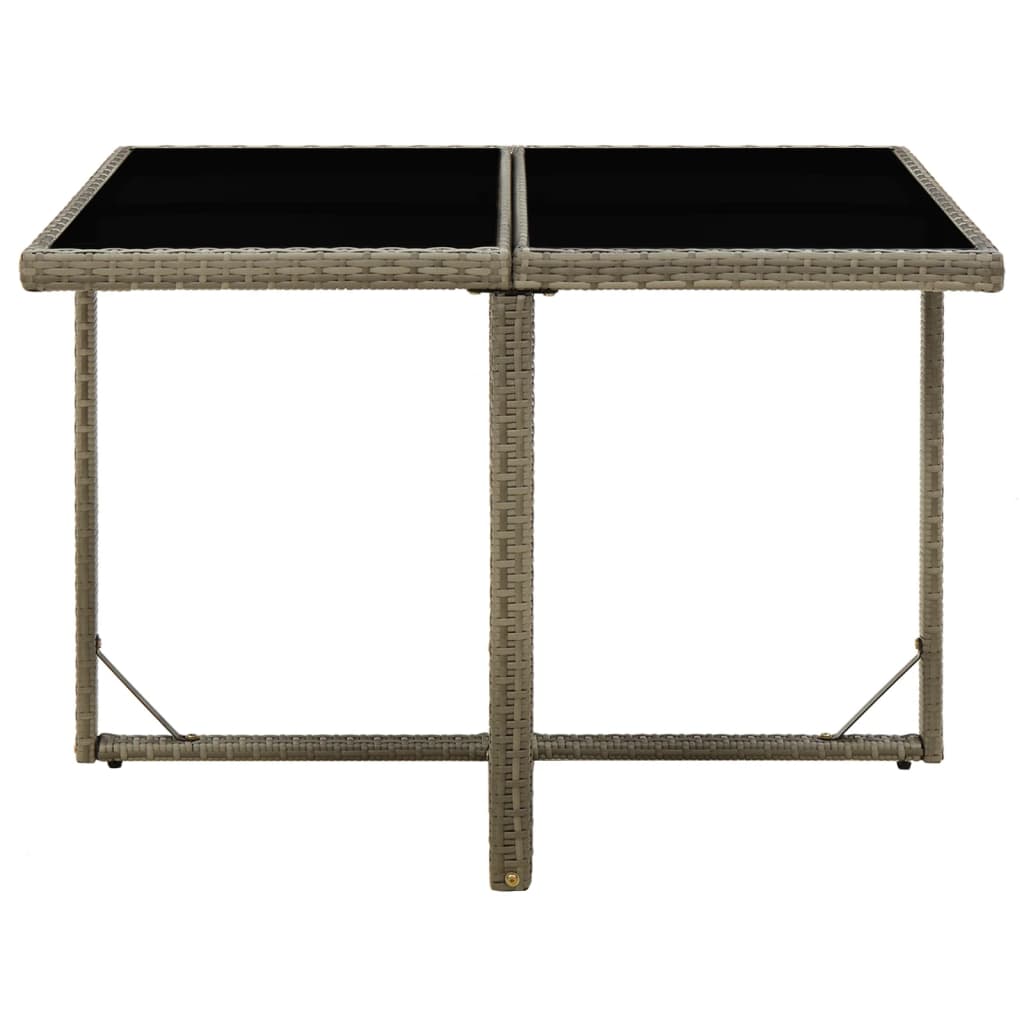 Garden Table Grey 109X107X74 Cm Poly Rattan And Glass