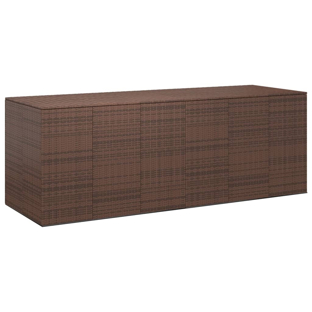 Garden Cushion Box Pe Rattan 291X100.5X104 Cm Brown