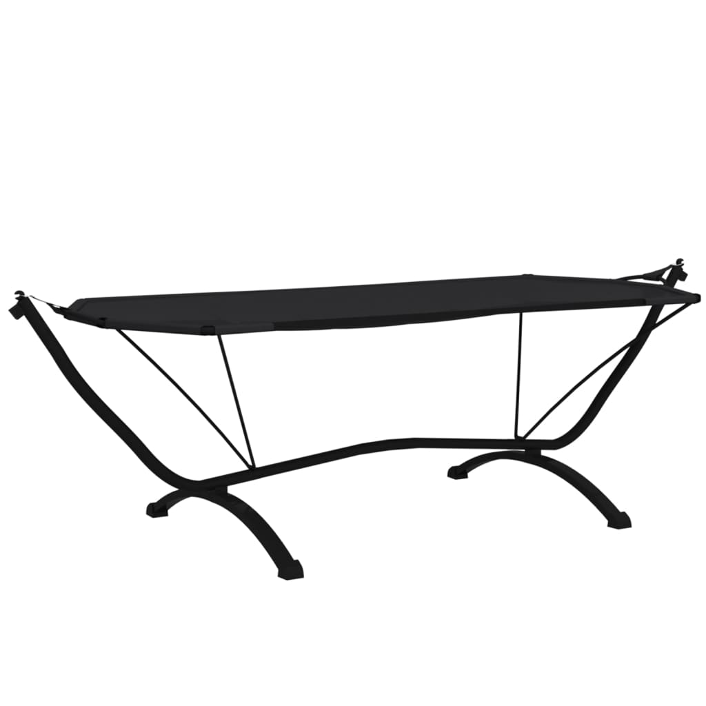 Outdoor Lounge Bed With Canopy Black Steel And Oxford Fabric