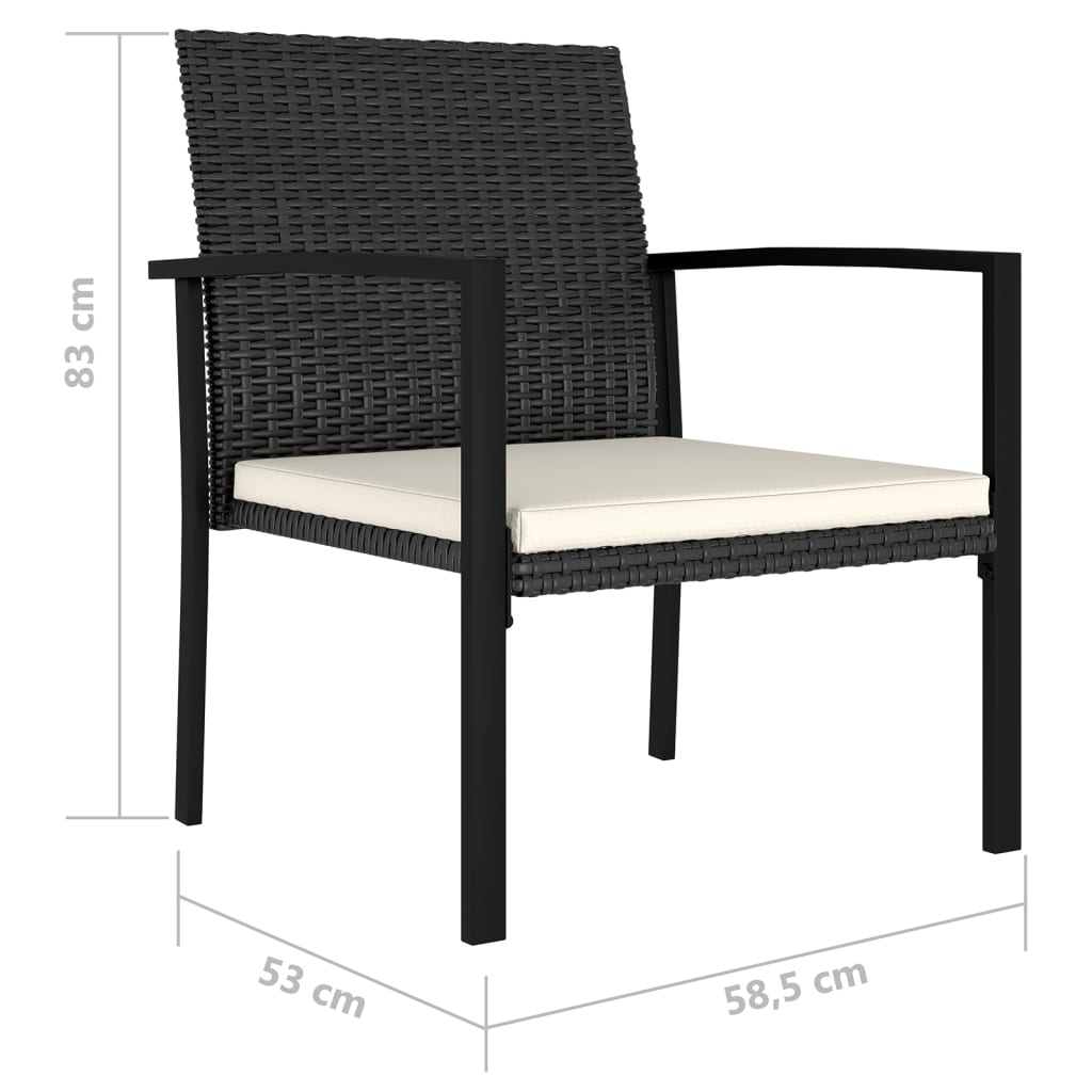 Garden Dining Chairs 4 Pcs Poly Rattan Black