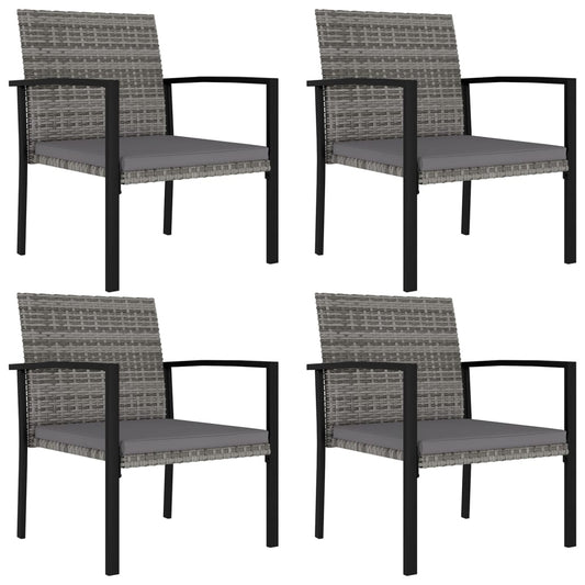 Garden Dining Chairs 4 Pcs Poly Rattan Grey