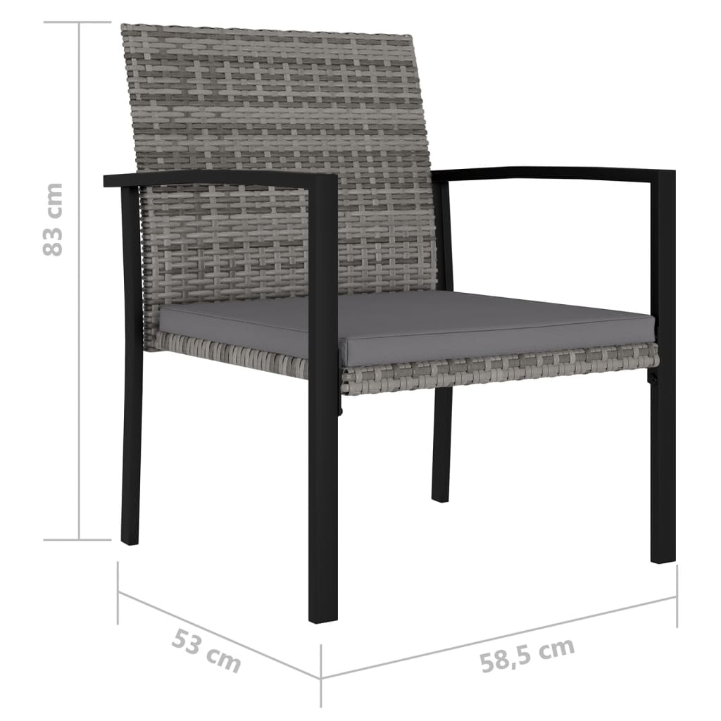 Garden Dining Chairs 4 Pcs Poly Rattan Grey