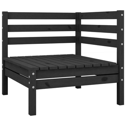 Garden 2-Seater Sofa Black Solid Pinewood