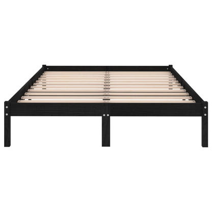 Bed Frame Without Mattress Black Solid Wood Double