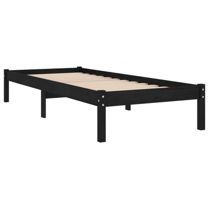 Bed Frame Black Solid Wood Pine 100X200 Cm