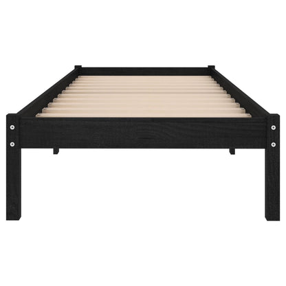 Bed Frame Black Solid Wood Pine 100X200 Cm