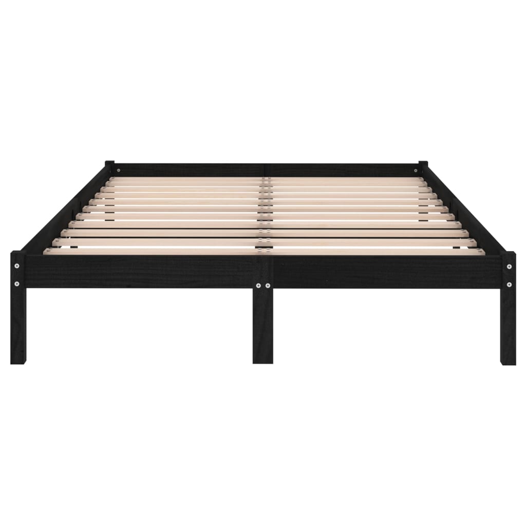 Bed Frame Black Solid Wood 150X200 Cm King Size