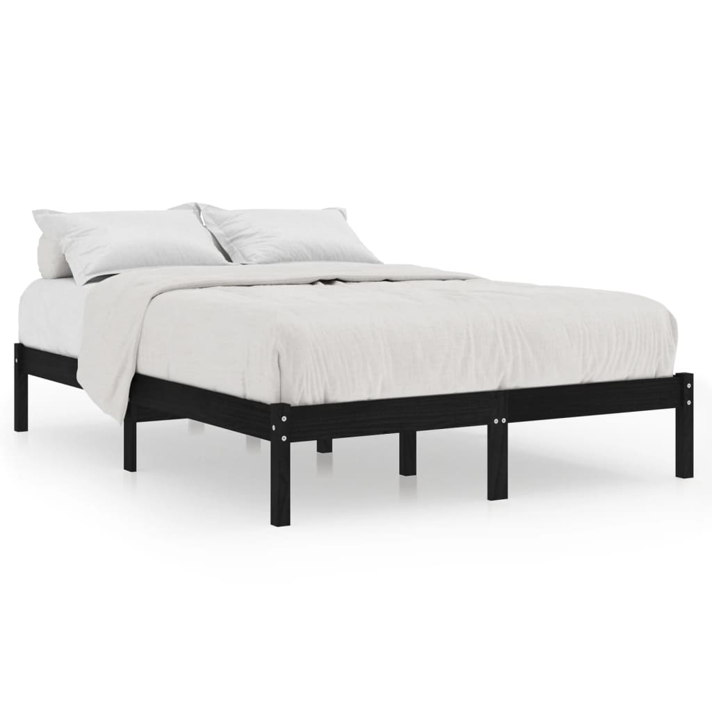 810041 Bed Frame Without Mattress Black Solid Wood 200X200 Cm