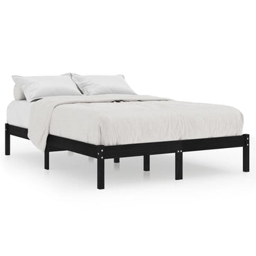 810041 Bed Frame Without Mattress Black Solid Wood 200X200 Cm