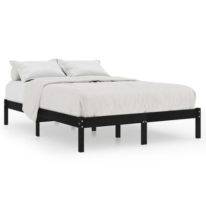 810041 Bed Frame Without Mattress Black Solid Wood 200X200 Cm